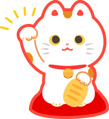 右手を挙げた招き猫