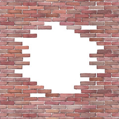 Watercolor brick wall isolated on white background