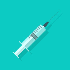 Syringe empty vector illustration, flat cartoon medical needle icon, clinical injector or squirt isolated