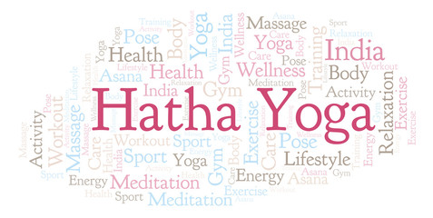 Obraz premium Hatha Yoga word cloud.