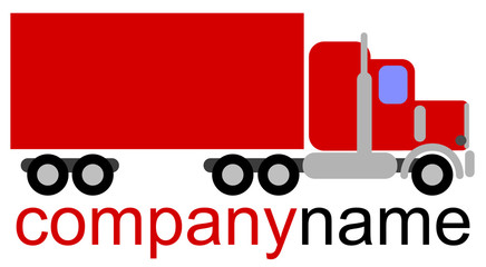 Simple vector company logo with a class 8 red american truck