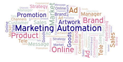 Obraz premium Word cloud with text Marketing Automation.
