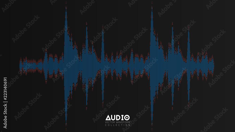 Poster vector audio wavefrom. abstract music waves oscillation. futuristic sound wave visualization. synthe