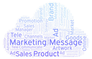 Word cloud with text Marketing Message.