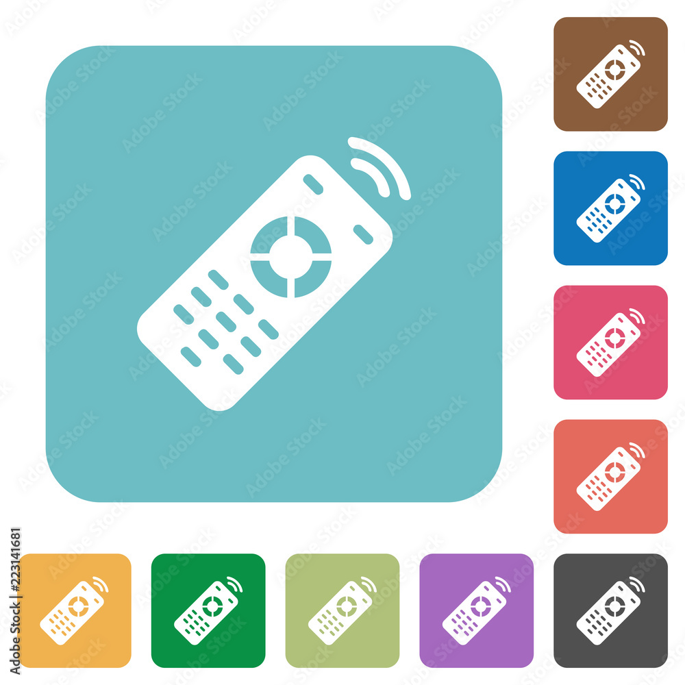 Poster working remote control rounded square flat icons