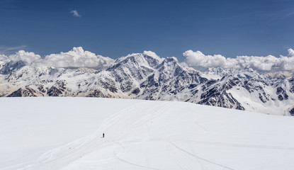 Fototapeta na wymiar beautiful winter mountains of the Kavkaz in the clouds