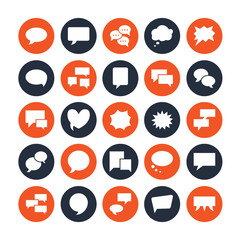 Speech bubble speech flat glyph icons. Chat, comment, idea illustrations. Signs for communication concept. Solid silhouette.