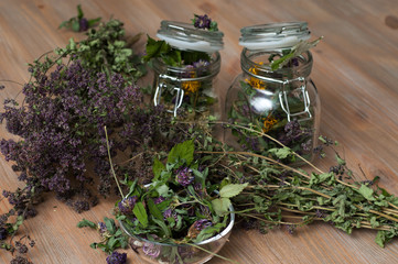 collection of dried herbs
