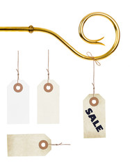 Staff Sinterklaas with vintage sale Tags or Label