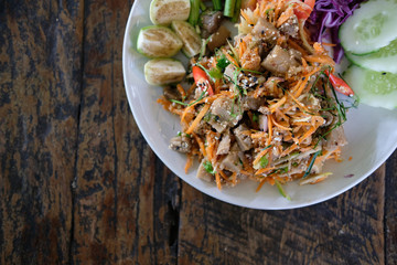 spicy mushroom vegetable salad. vegetarian food