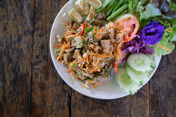 spicy mushroom vegetable salad. vegetarian food