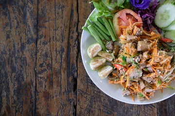spicy mushroom vegetable salad. vegetarian food