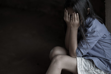 Stop Child Violence and Trafficking. Stop Violence Against Children, child bondage in angle image...
