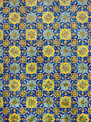 Floral pattern on tiles of Sheikh Lotfollah Mosque, Isfahan, Iran