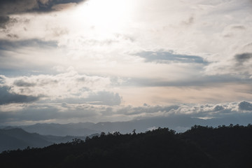 The sky brfore sunset with mountain view in the evening