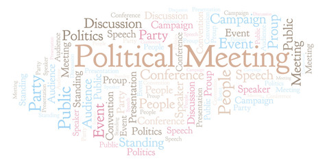 Obraz premium Political Meeting word cloud.