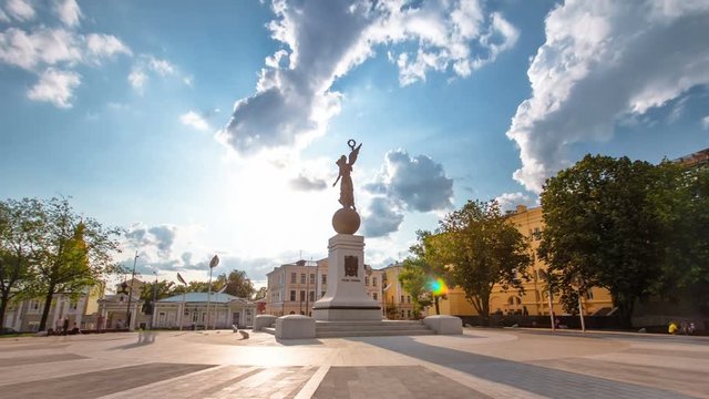 Square of Constitution timelapse hyperlapse in the city center Kharkov.