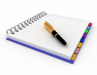 Office notepad with pen