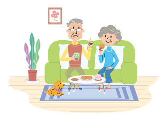 高齢者　夫婦　ティータイム