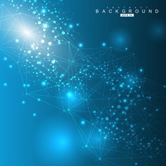 Big Data Visualization Background. Modern futuristic virtual abstract background. Science network pattern, connecting lines and dots. Global network connection vector.