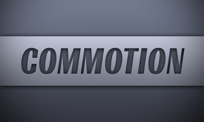 commotion - word on silver background
