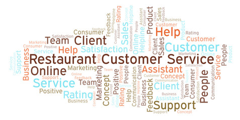 Restaurant Customer Service word cloud.