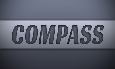Fototapeta premium compass - word on silver background