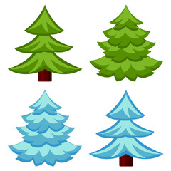 Obraz premium Evergreen tree seasonal change 4 element set