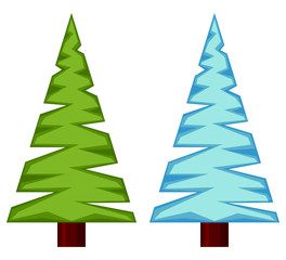 Obraz premium Evergreen tree seasonal change set