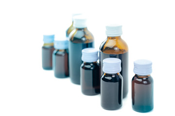 glass bottles of syrup medicine