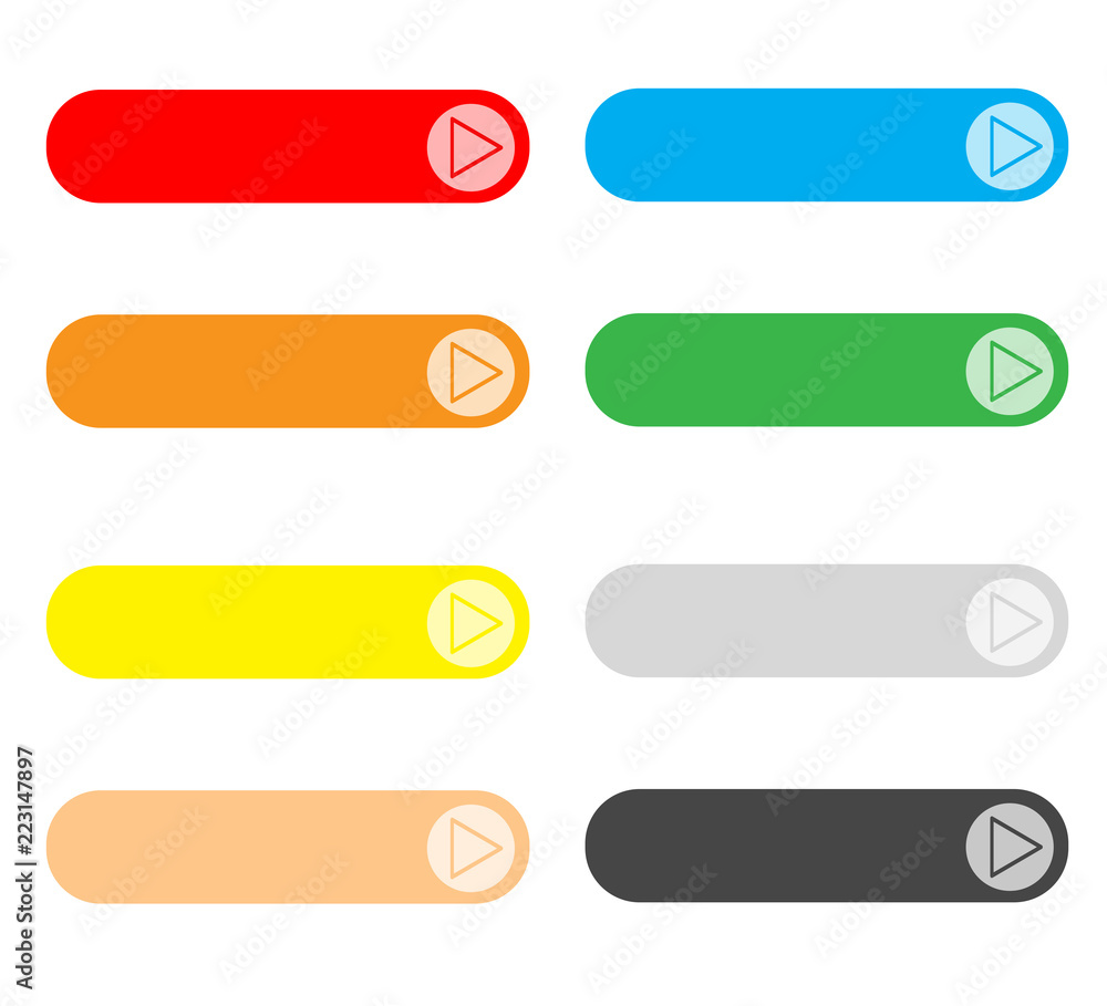 Aufkleber Empty web button set on white background. set of colored web buttons. blank colored internet web buttons.