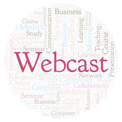 Word cloud with text Webcast.