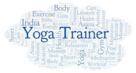 Fototapeta na wymiar Yoga Trainer word cloud.