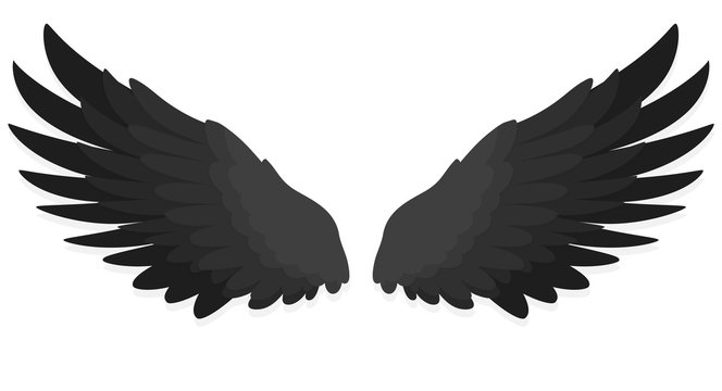schwarze Flügel Flat Design