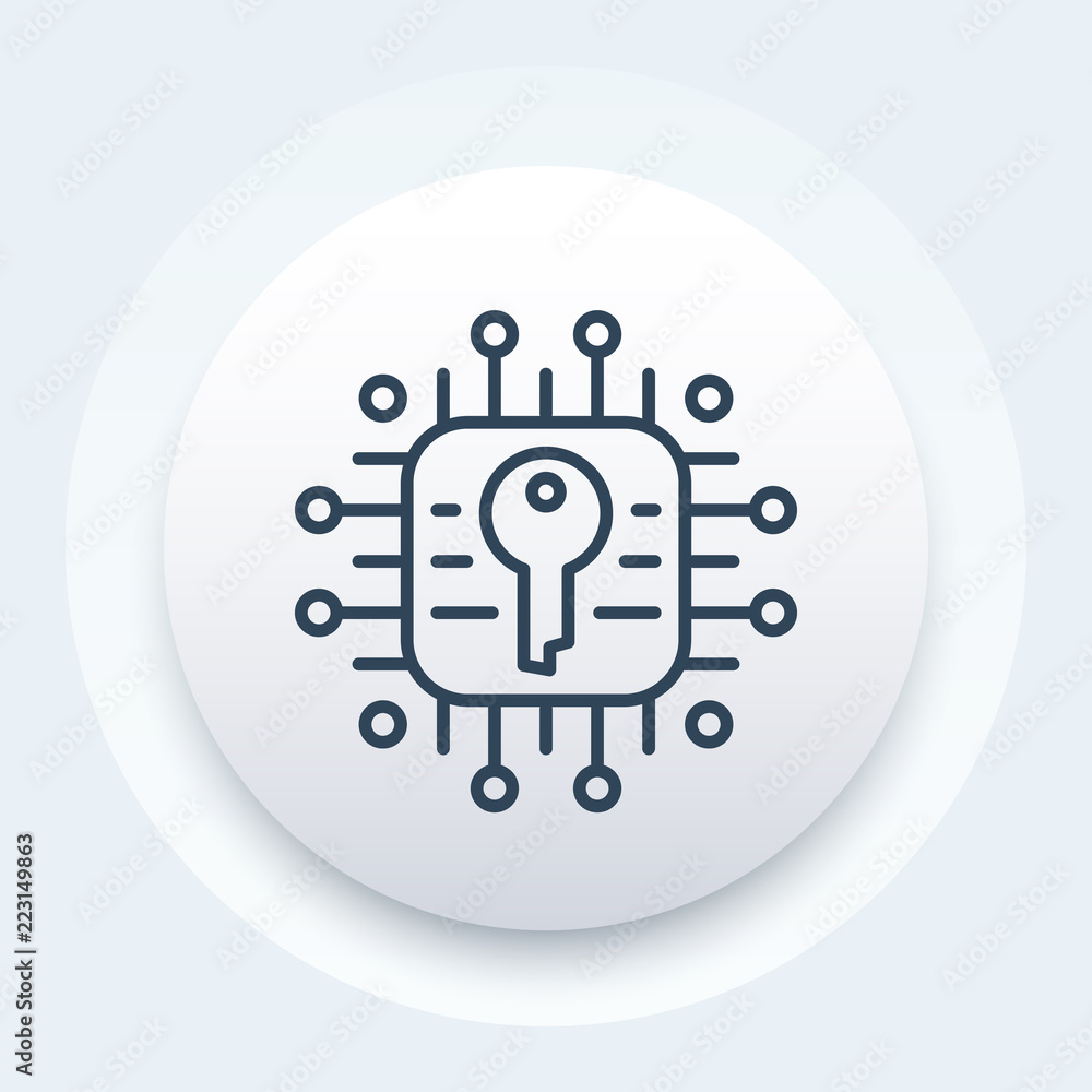 Poster encryption and data protection, linear icon