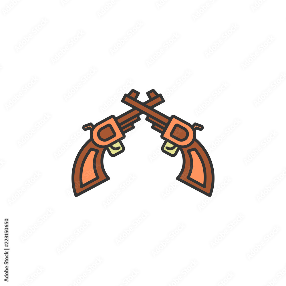 Poster revolvers colored icon. element of wild west icon for mobile concept and web apps. cartoon revolvers