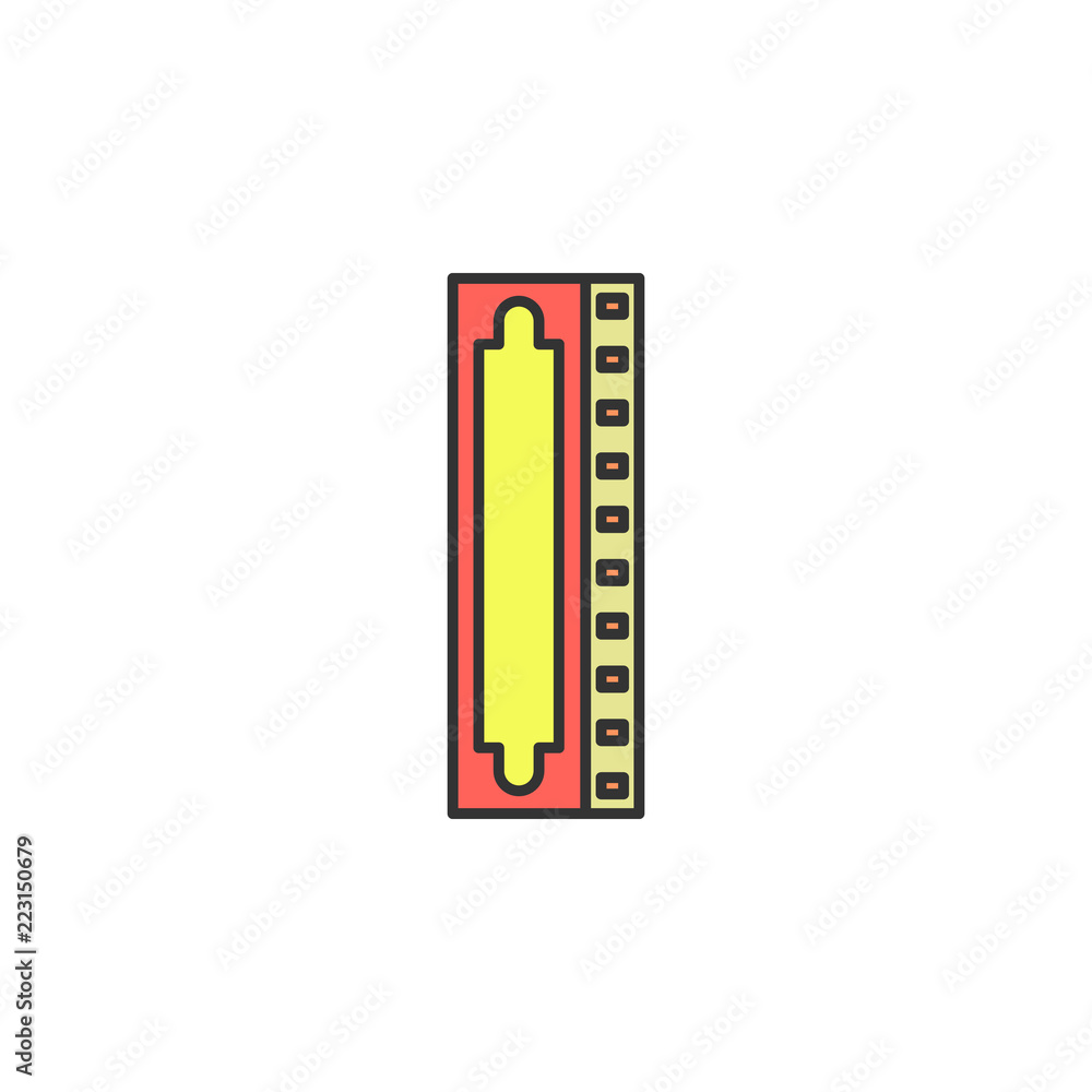 Poster harmonica colored icon. element of wild west icon for mobile concept and web apps. cartoon harmonica