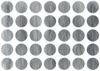 Silver painted circles.