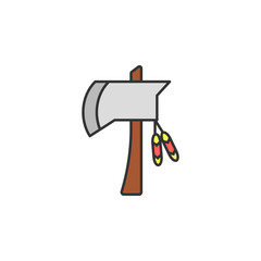 tomahawk colored icon. Element of wild west icon for mobile concept and web apps. Cartoon tomahawk icon can be used for web and mobile