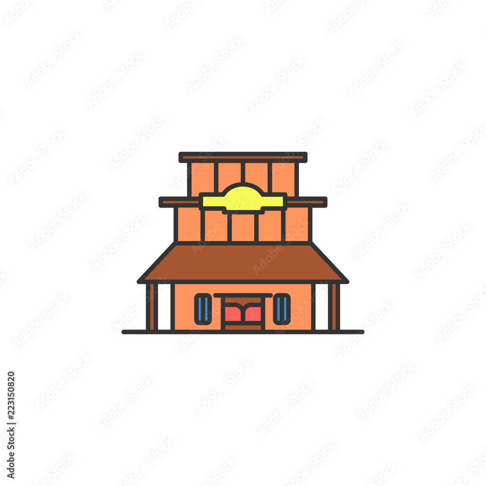 Poster bar of the wild west colored icon. element of wild west icon for mobile concept and web apps. cartoo