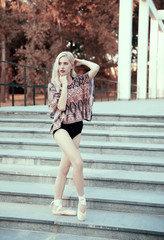 Obraz premium Modern ballerina practicing outdoors