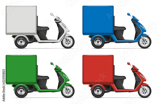 Download "Cargo scooter profile view on white for vehicle branding, corporate identity. All elements in ...