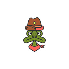 lizard cowboy colored icon. Element of wild west icon for mobile concept and web apps. Cartoon lizard cowboy icon can be used for web and mobile