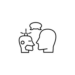 robot and human conversation icon. Element of artificial intelligence icon for mobile concept and web apps. Thin line robot and human conversation icon can be used for web