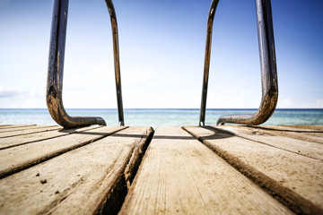 Summer pier and sea landscape 