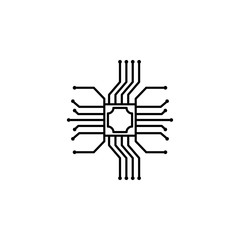 Microchip electronic device icon. Element of artificial intelligence icon for mobile concept and web apps. Thin line Microchip electronic device icon can be used for web and mobile