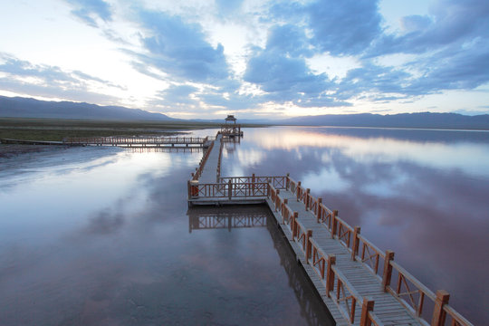 Observation deck, my county super lake in xinjiang