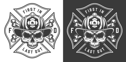 Monochrome firefighting emblems