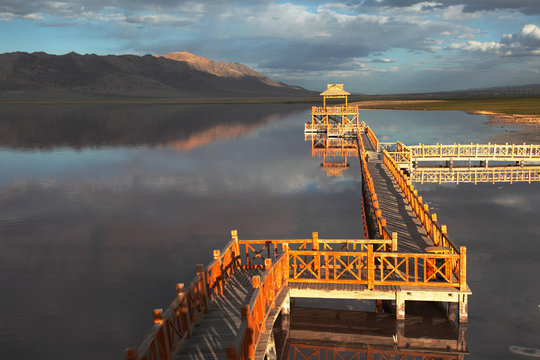 Observation deck, my county super lake in xinjiang