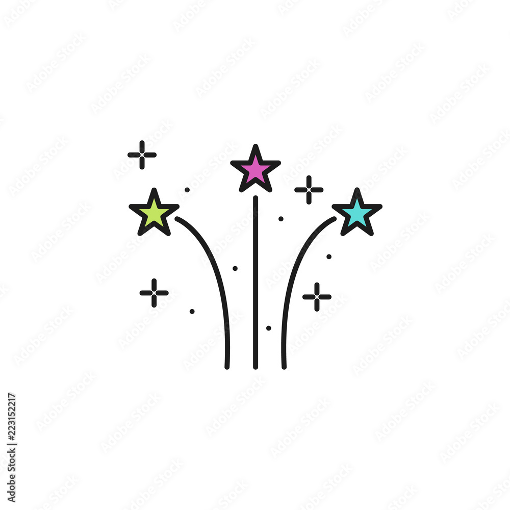 Poster firework colored icon. element of birthday party icon for mobile concept and web apps. colored firew